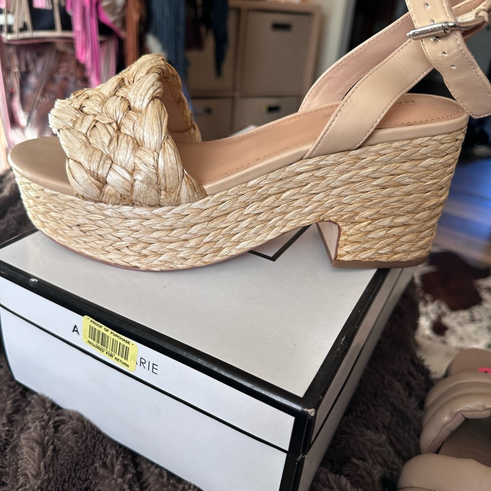 Marc Fisher Natural Woven Platform Sandals